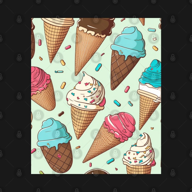 Ice Cream Pattern Illustration Design Birthday Gift ideas for Ice Cream Lovers by Pezzolano