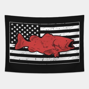 Retro American Flag & Bass Fishing Tapestry