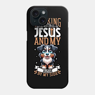 Jesus and dog - Australian Shepherd Phone Case