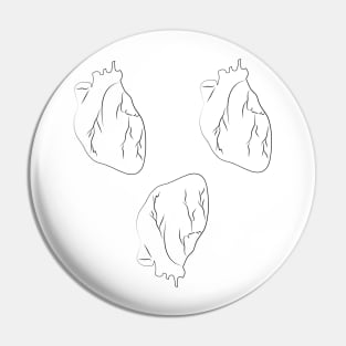 Black and white Anatomical Heart Pattern Pin