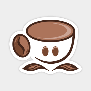 A cup of coffee with beans logo design Magnet