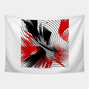 whirlwind abstract red white black grey digital geometric art Tapestry