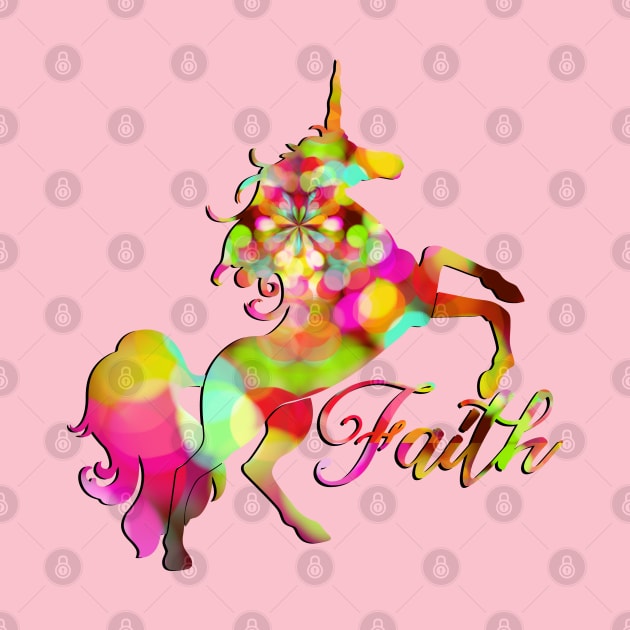Rearing Unicorn Faith - Bokeh Dots Colored by EDDArt