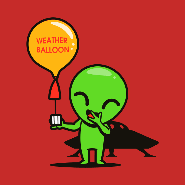 Weather Balloon Funny Cute Original Cute Alien Cartoon by Originals By Boggs