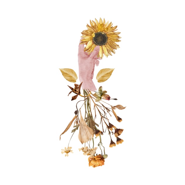 Sunflower Hand Collageart by Crocodile Store