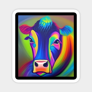 Rainbow Cow Painting Magnet