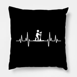 Paddleboarder Heartbeat Design for Paddleboarders and SUP lovers Pillow