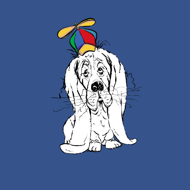 Cute Droopy Basset Hound with a Spinner Hat by obillwon