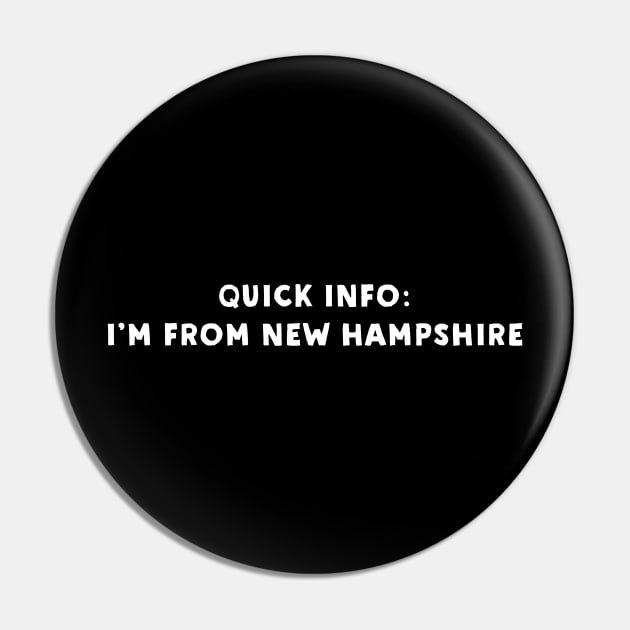 New Hampshire Cool & Funny Pin by Novel_Designs