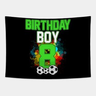 Kids 8th Birthday Soccer 8 Years Old Birthday Tapestry