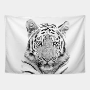 Black and White Tiger Tapestry