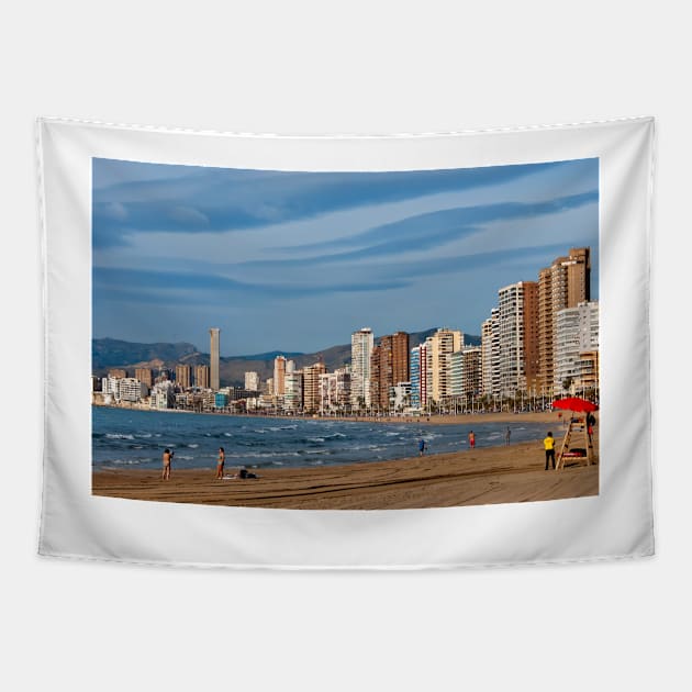 Benidorm Levante Beach Costa Blanca Spain Tapestry by AndyEvansPhotos