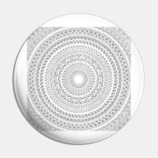 White mandala design on grey Pin