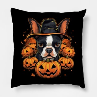 Boston Terrier Halloween Pillow