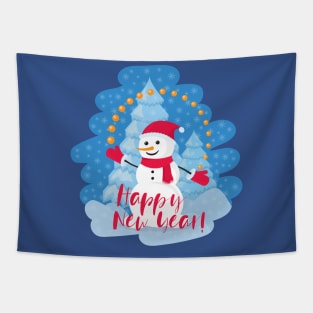 New Year Snowman Tapestry