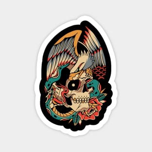 Skull Eagle Snake Vintage Tattoo Magnet