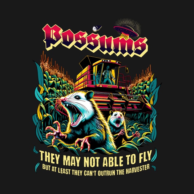 Possum Apocalypse Funny Inappropriate, Opossum Tshirt rude from Men and Wemen, retro vintage hilarious gift corn field by Snoe