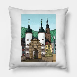 Heidelberg old town, Heidelberg Germany Pillow