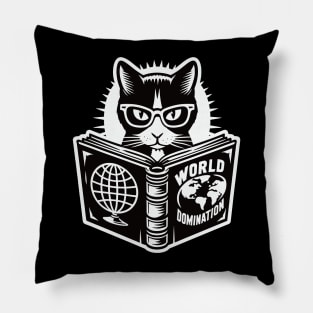 Clever Cat World Domination Plan Geeky Humor Pillow