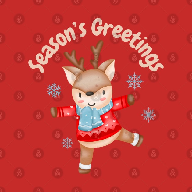 Season’s Greetings, cute and adorable Christmas reindeer. by WhaleSharkShop