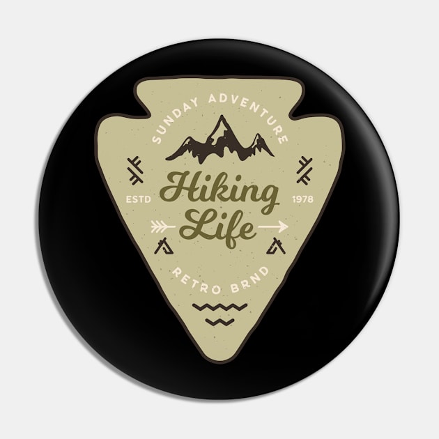 Sunday Adventure Hiking Life - Retro Pin by busines_night