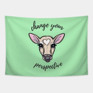 Change Your Perspective Tan Baby Cow Tapestry