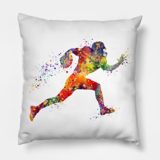 American Football Player Sports Watercolor Pillow