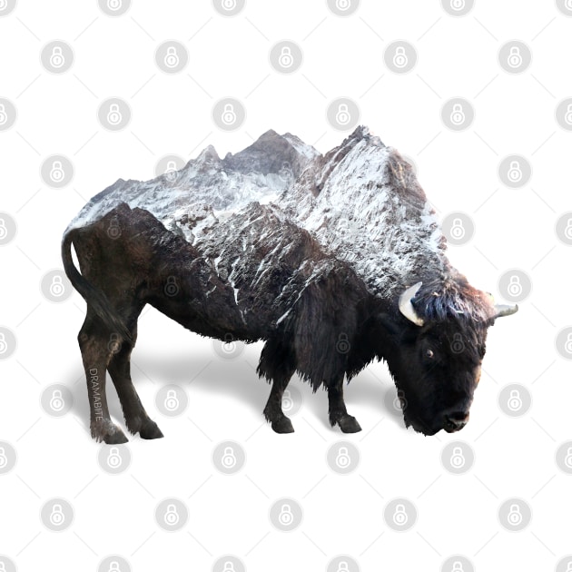 Dramabite Bison Buffalo Double Exposure Surreal Wildlife Native Animal by dramabite