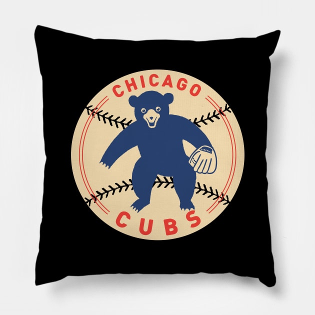 Chicago Cubs Fielding Bear by Buck Tee Pillow by Buck Tee