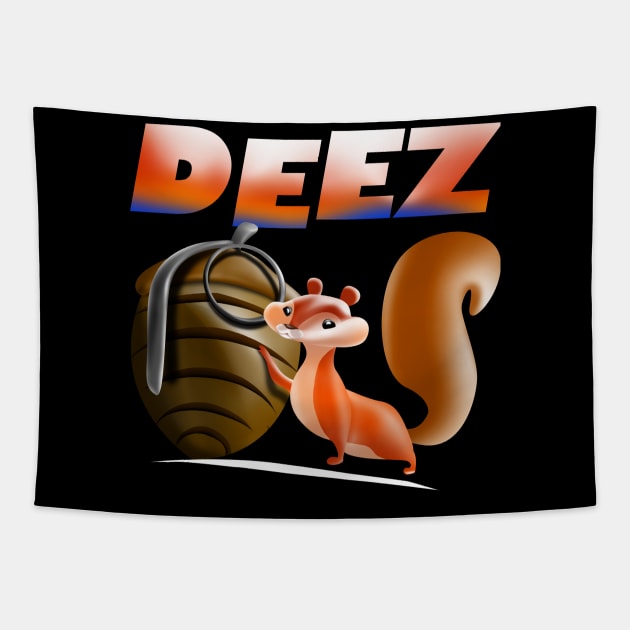 squirrel with grenade, Deez nuts, Tapestry by AdishPr