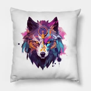 Dreamcatcher Wolf Pillow