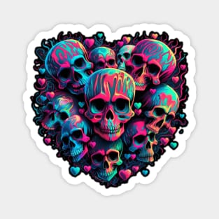 Neon Skull Head Art design #1 by Farbrausch Art 2023. Magnet