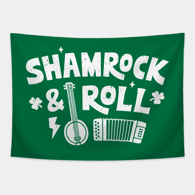 Shamrock & Roll Banjo and Accordion Funny Tapestry by rustydoodle