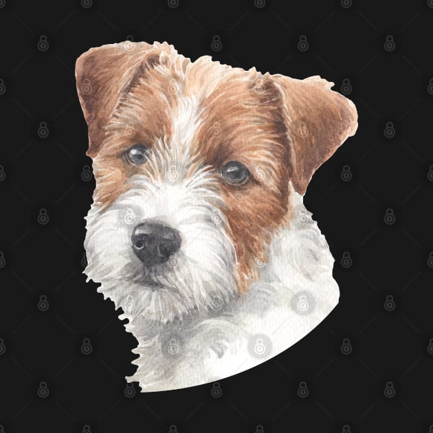 Cute Rough Coated Jack Russell Terrier Watercolor Art by doglovershirts