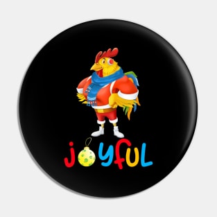 Joyful Chicken Christmas Pin