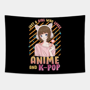 Just A Girl Who Loves Anime and K-Pop Cute Korean Pop Gifts Tapestry