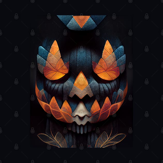 Halloween Scary Pumpkin Skeleton Flower Design by Nysa Design