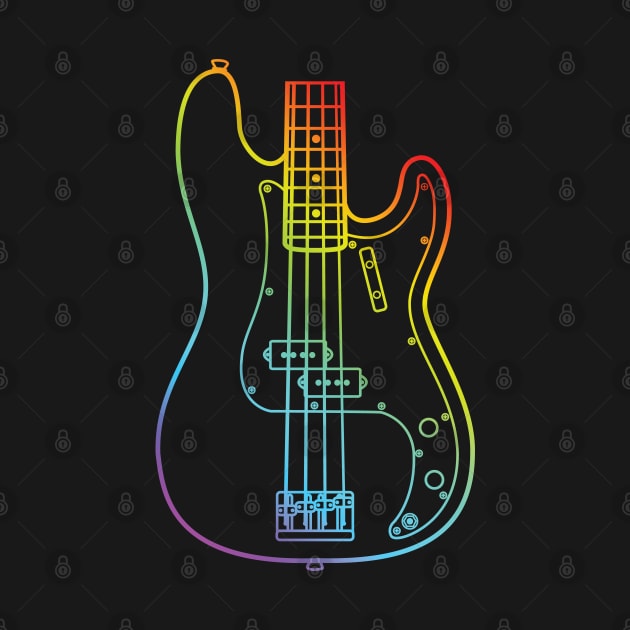 P-Style Bass Guitar Body Colorful Outline by nightsworthy