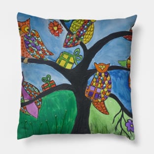 Colourful Owls and gifts Pillow