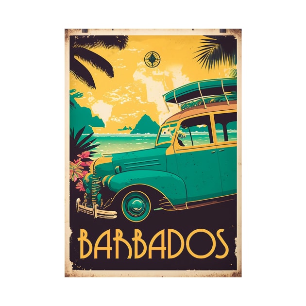 Barbados Vintage Travel Art Poster by OldTravelArt