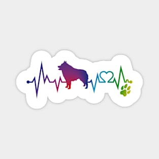 Schipperke  Colorful Heartbeat, Heart & Dog Paw Magnet