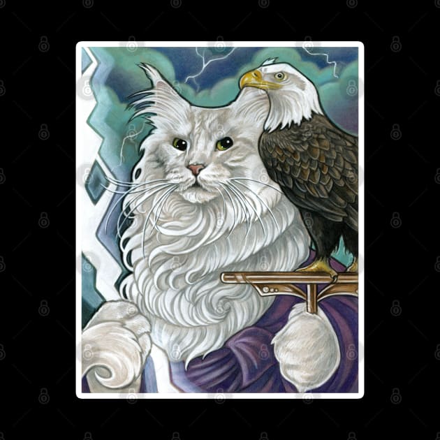 Cat Zeus - White Outlined Version by Nat Ewert Art