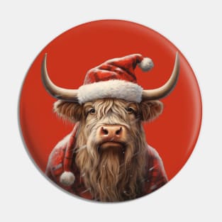 Santa Is Cow-ming To Town Pin