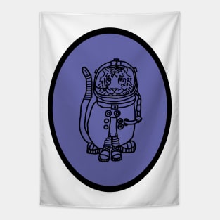 Sci Fi Astronaut Space Tiger Oval Tapestry