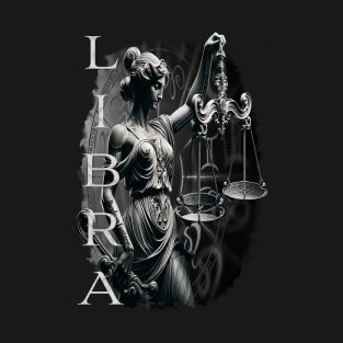 Elegant Libra Zodiac Scales & Justice Art T-Shirt