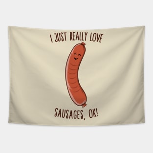 I Just Really Love Sausages, OK! Cute Kawaii Weiner Tapestry