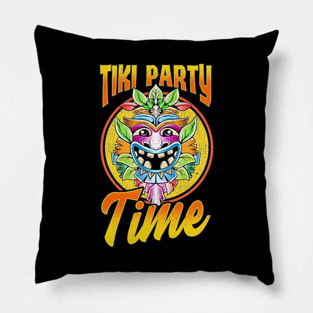 Tiki Party Time Island Luau Themed Cute Tiki Head Pillow by theperfectpresents