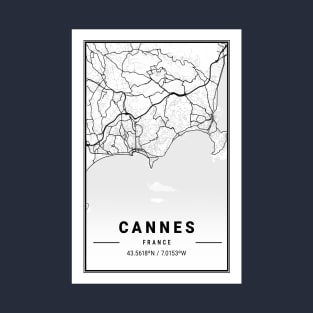 Cannes France City Map T-Shirt