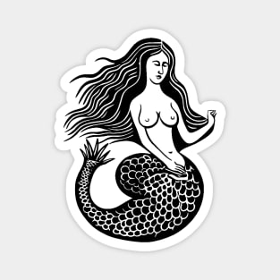 Woodcut Mermaid Magnet