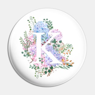 botanical monogram alphabet K hydrangea flowers Pin